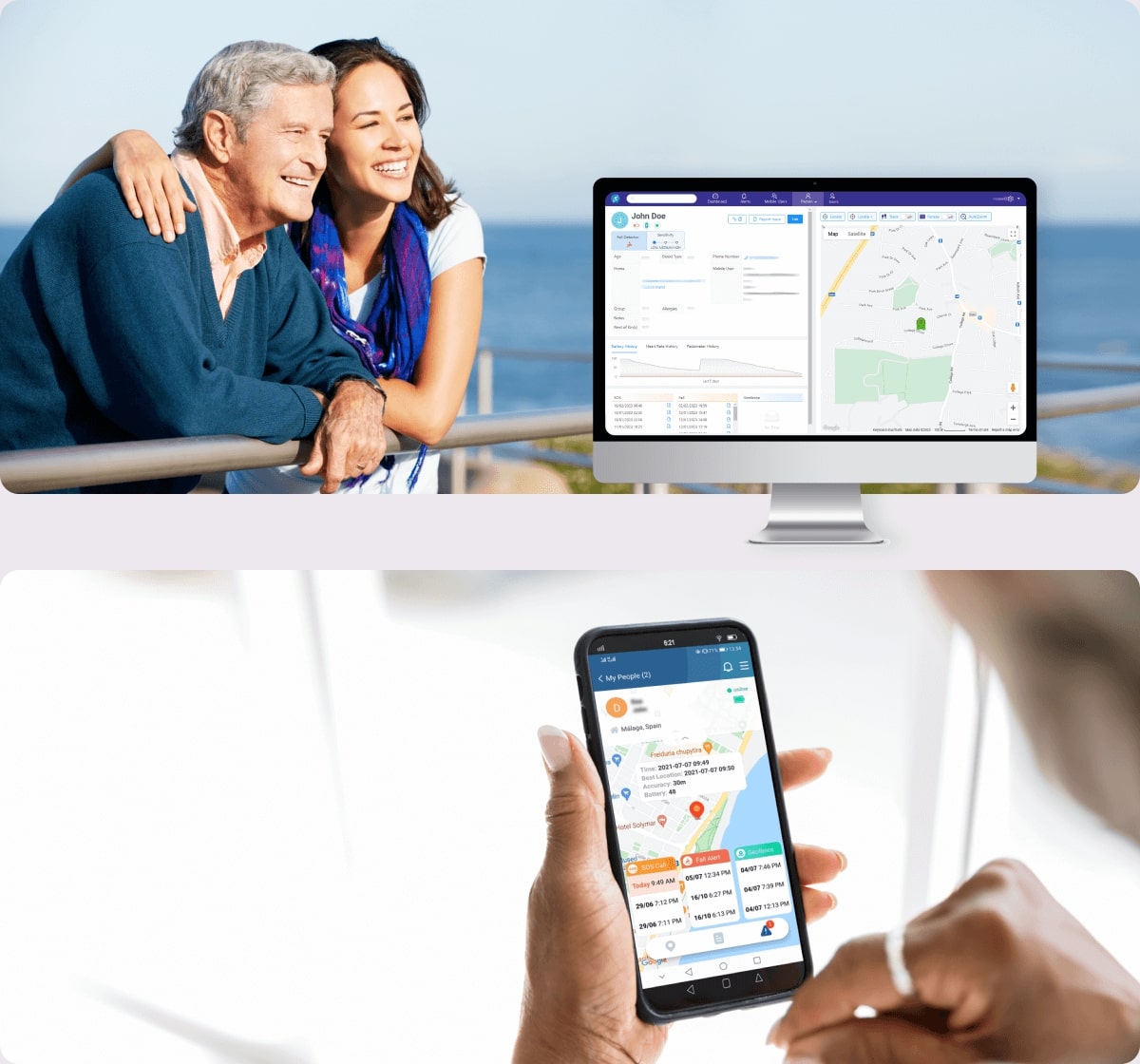 Senior dad outdoors and PanPan telecare-friendly platform